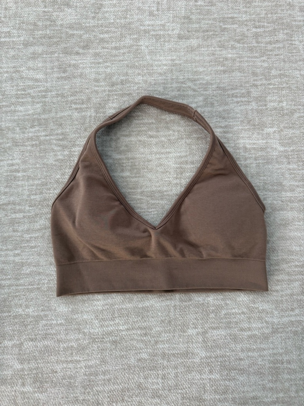 YoungLA Core Seamless Halter Bra — Tan Suede